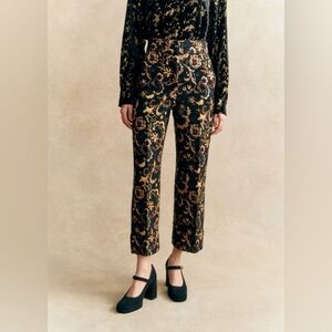 BNWT Sezane Damon Trousers in Midnight Blue Jacquard